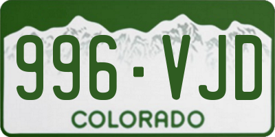 CO license plate 996VJD