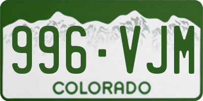 CO license plate 996VJM