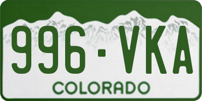 CO license plate 996VKA