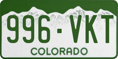 CO license plate 996VKT