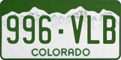 CO license plate 996VLB