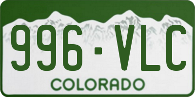 CO license plate 996VLC