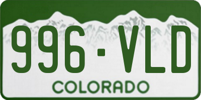 CO license plate 996VLD