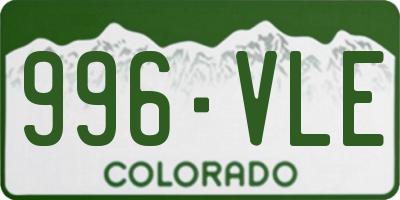 CO license plate 996VLE
