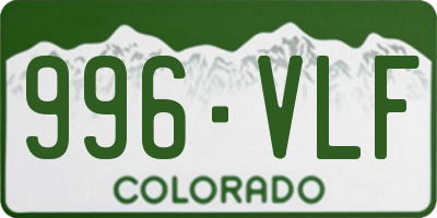 CO license plate 996VLF