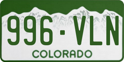 CO license plate 996VLN