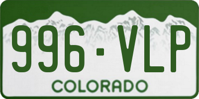 CO license plate 996VLP