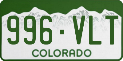 CO license plate 996VLT