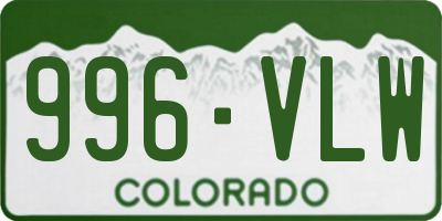 CO license plate 996VLW
