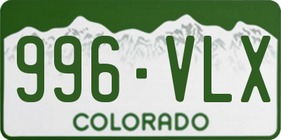 CO license plate 996VLX