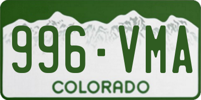CO license plate 996VMA