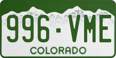 CO license plate 996VME