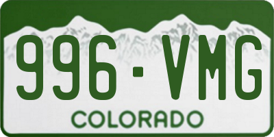 CO license plate 996VMG