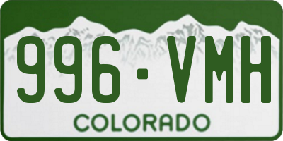 CO license plate 996VMH