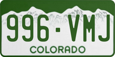 CO license plate 996VMJ