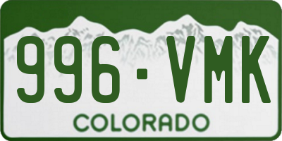 CO license plate 996VMK