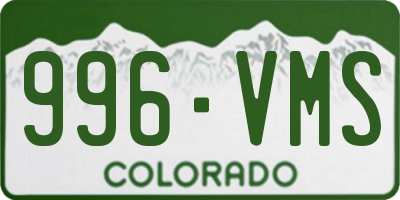 CO license plate 996VMS