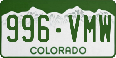 CO license plate 996VMW