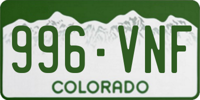 CO license plate 996VNF