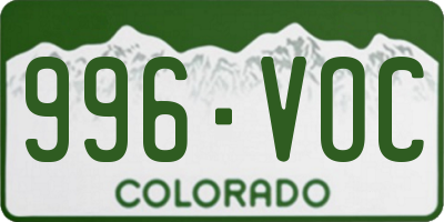 CO license plate 996VOC