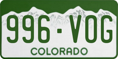 CO license plate 996VOG