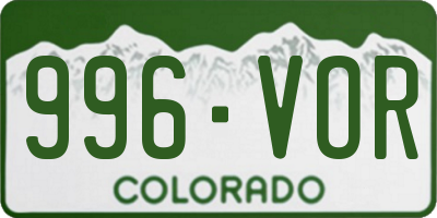 CO license plate 996VOR