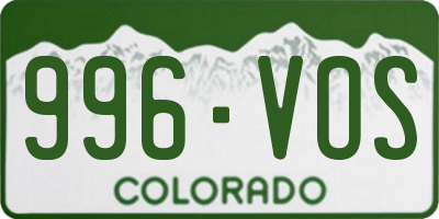 CO license plate 996VOS