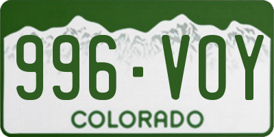 CO license plate 996VOY