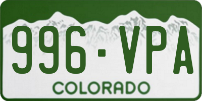 CO license plate 996VPA