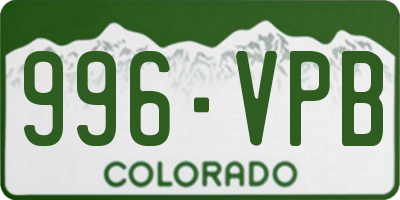 CO license plate 996VPB