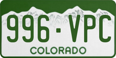CO license plate 996VPC