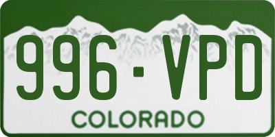 CO license plate 996VPD