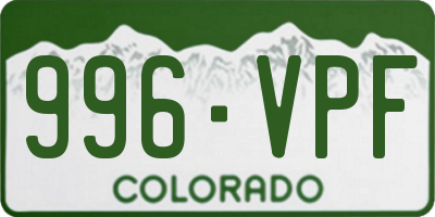 CO license plate 996VPF