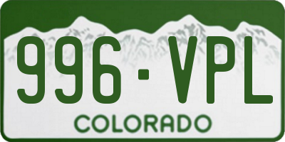 CO license plate 996VPL