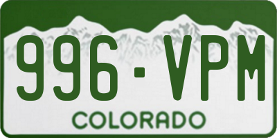 CO license plate 996VPM
