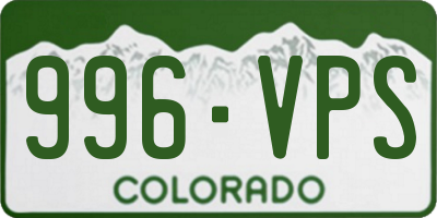 CO license plate 996VPS