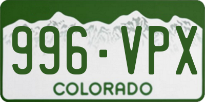 CO license plate 996VPX