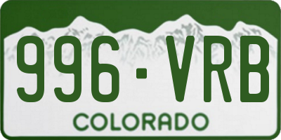 CO license plate 996VRB