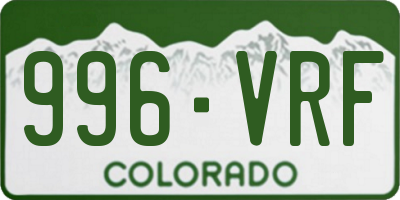 CO license plate 996VRF
