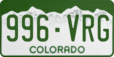CO license plate 996VRG