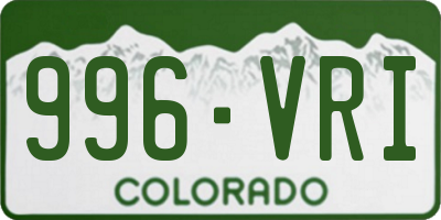 CO license plate 996VRI