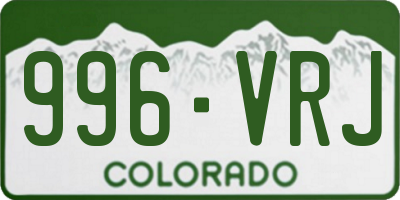 CO license plate 996VRJ
