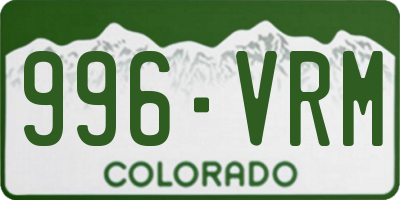 CO license plate 996VRM