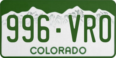 CO license plate 996VRO