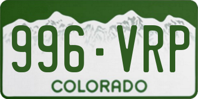 CO license plate 996VRP