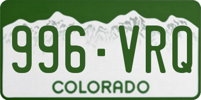 CO license plate 996VRQ