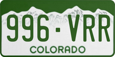 CO license plate 996VRR