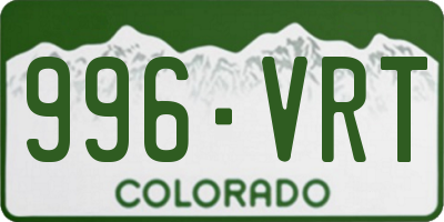 CO license plate 996VRT