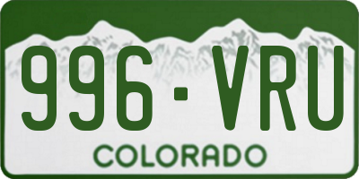 CO license plate 996VRU