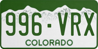 CO license plate 996VRX